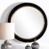 Black & Gold Round Mirror With 1