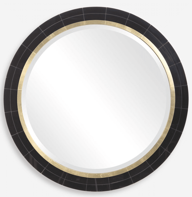 Black & Gold Round Mirror