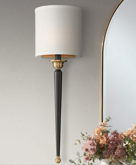 26" High Classic Black and Brass Wall Sconce