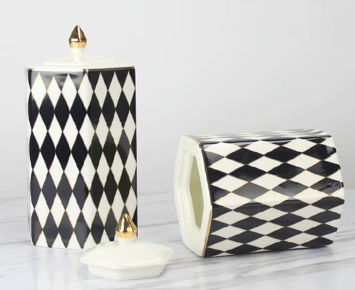 Classic Black & White Geometric Storage Jars