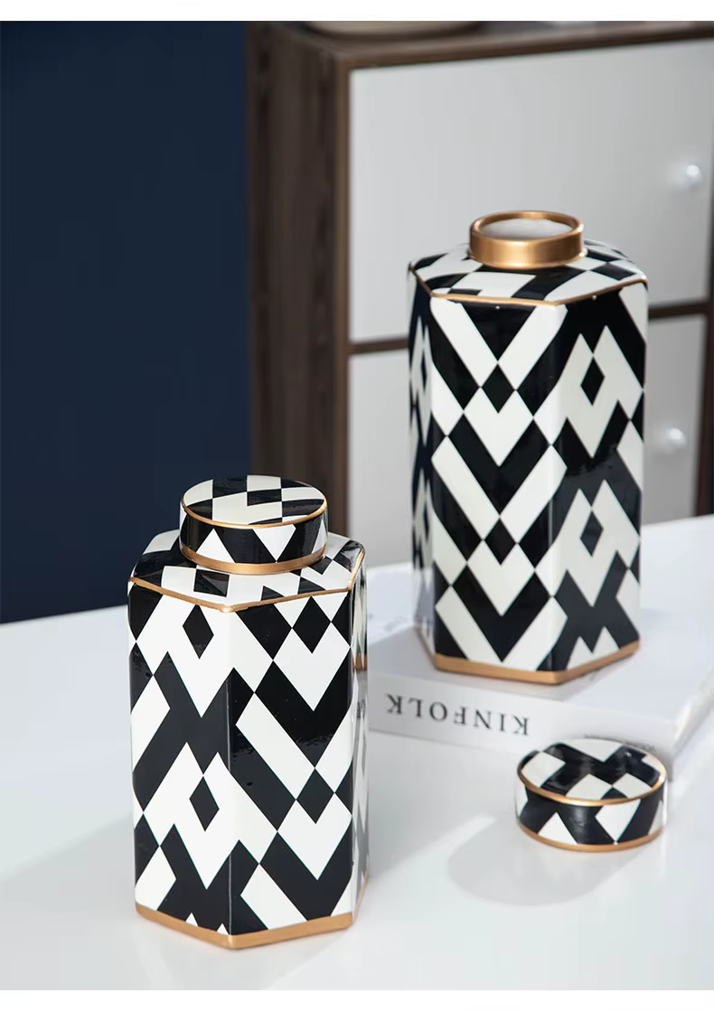 Black & White Geometric Storage Jars