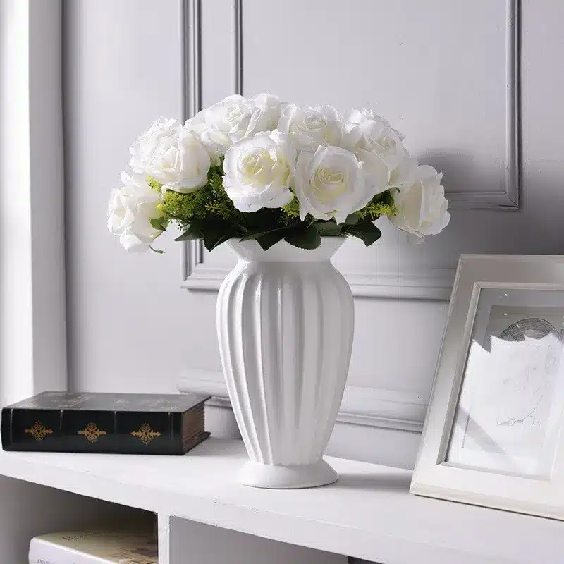 European White Ceramic Flower Vase