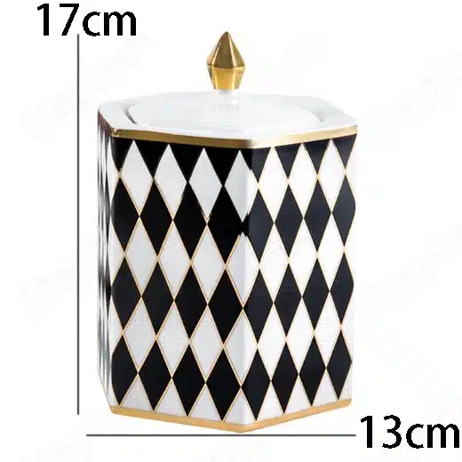Classic Black & White Geometric Storage Jars - Image 3