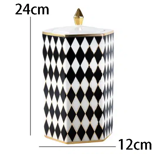Classic Black & White Geometric Storage Jars - Image 4