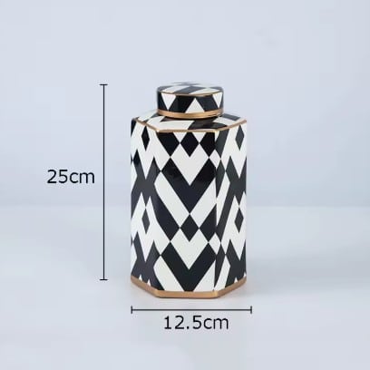 Black & White Geometric Storage Jars - Image 3