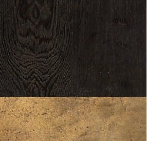 Wood and Antiqued Gold Metal Coffee Table