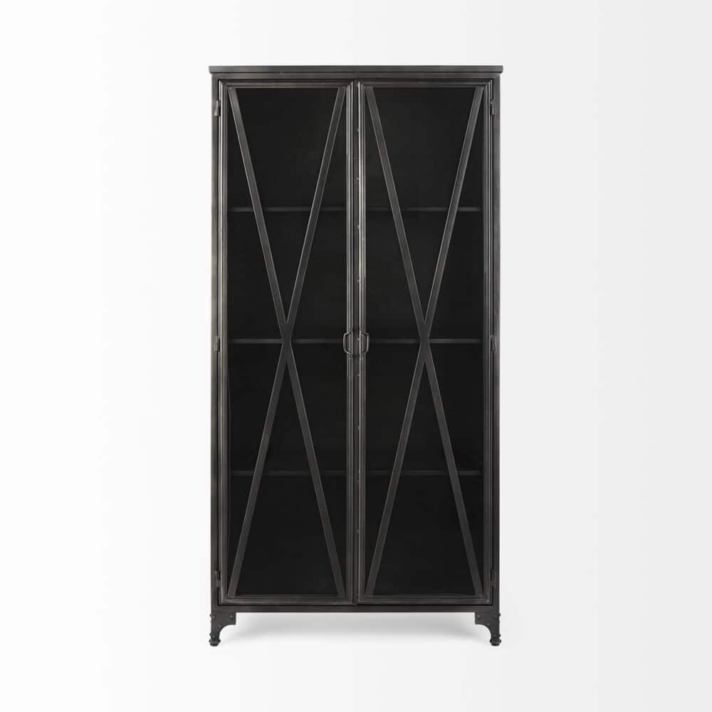 Black Metal With Glass Door Display Cabinet